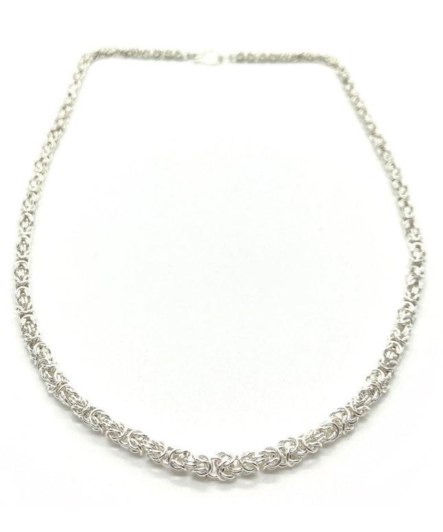 Delicate Byzantine Chainmaille Necklace in Silver