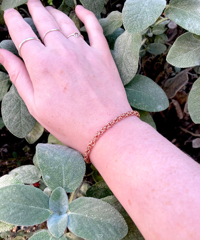 Delicate Byzantine Chainmaille Bracelet in Copper
