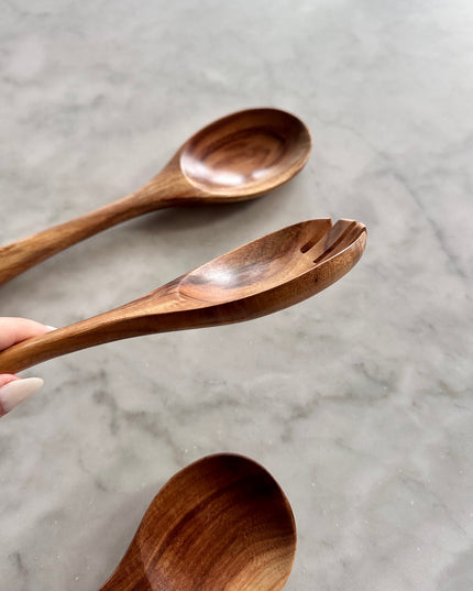 Teak Wooden Salad Spoons, Set of 3