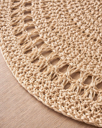 Handcrafted Natural Jute Placemat | 15” Round Scalloped Woven Placemat