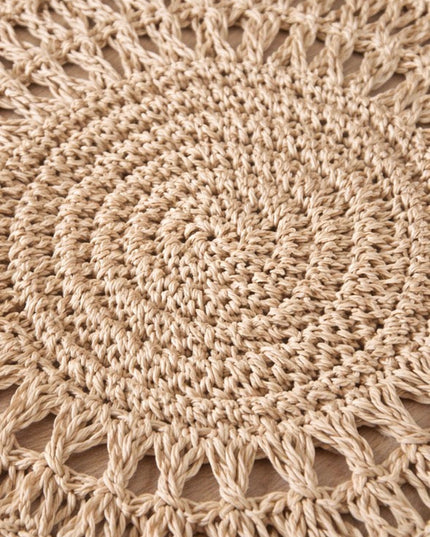 Handcrafted Natural Jute Placemat | 15” Round Scalloped Woven Placemat
