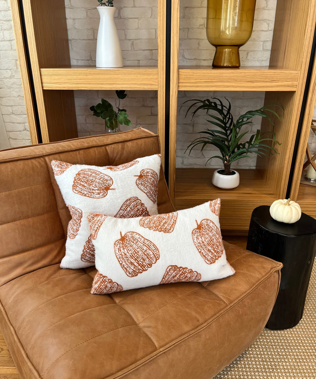 White pumpkin lumbar pillow cover