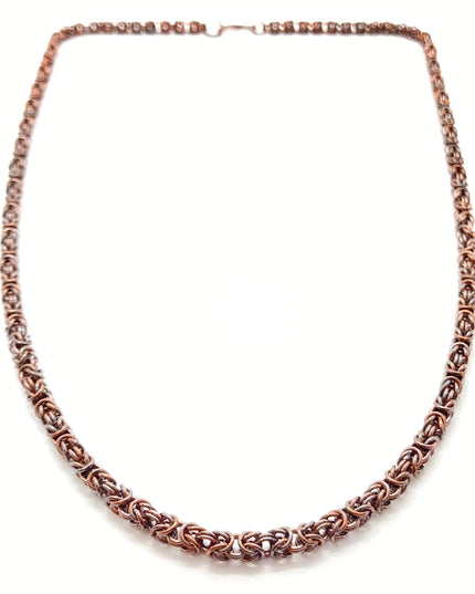 Delicate Byzantine Chainmaille Necklace in Oxidized Copper