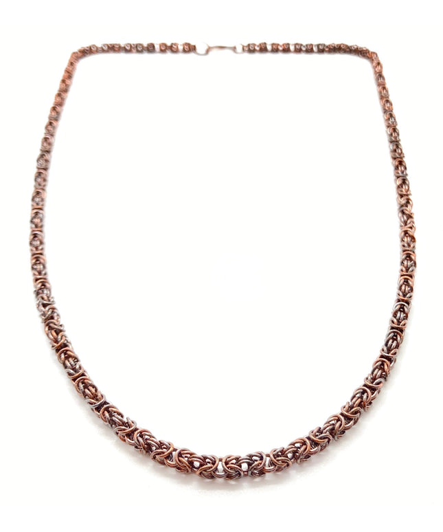 Delicate Byzantine Chainmaille Necklace in Oxidized Copper