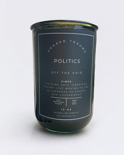 Shared Trauma Candles - Politics - 13 Oz Crackling Wood Wick - Amber Sage & Moss