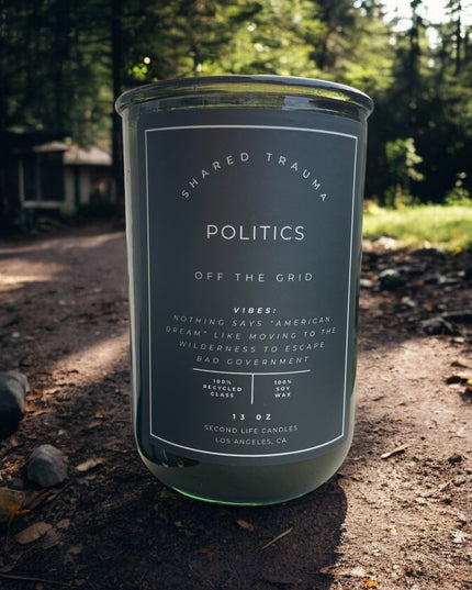 Shared Trauma Candles - Politics - 13 Oz Crackling Wood Wick - Amber Sage & Moss