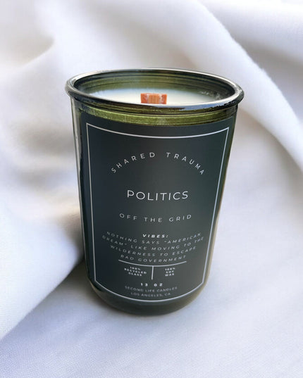 Shared Trauma Candles - Politics - 13 Oz Crackling Wood Wick - Amber Sage & Moss