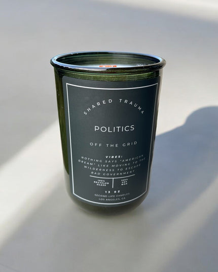 Shared Trauma Candles - Politics - 13 Oz Crackling Wood Wick - Amber Sage & Moss