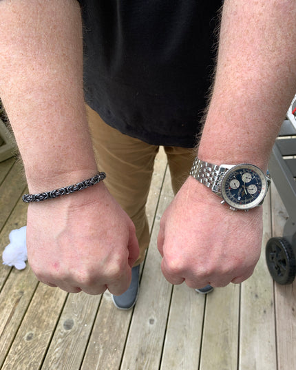 Chunky Byzantine Chainmaille Bracelet in Oxidized Sterling Silver