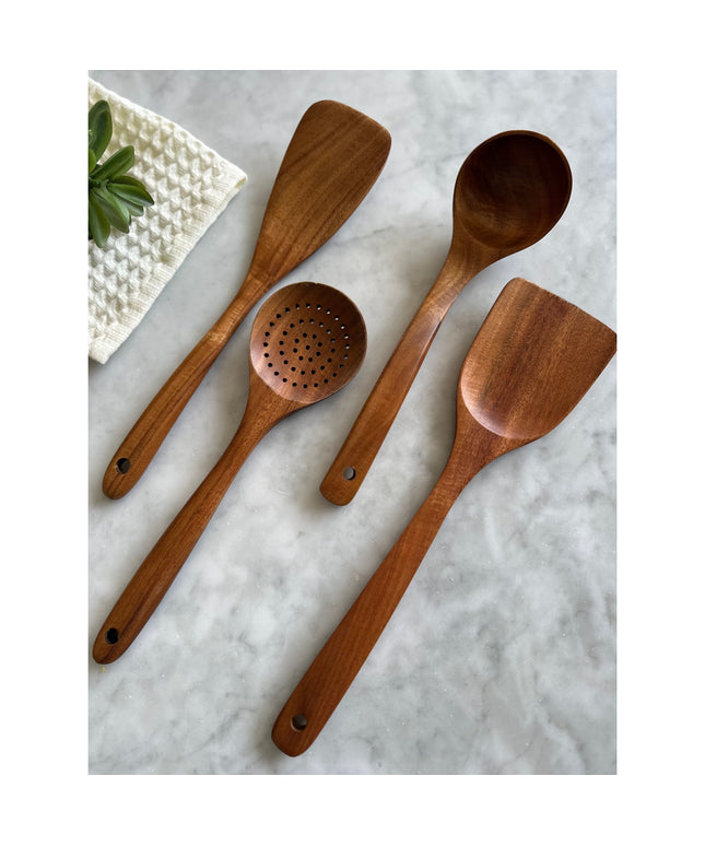 Teak Wooden Utensils, Set of 4