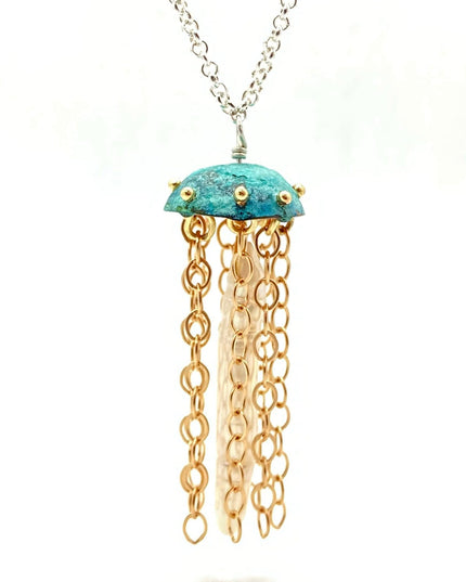 Green Copper Jellyfish Necklace