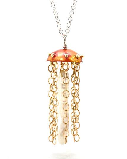 Red Copper Jellyfish Necklace