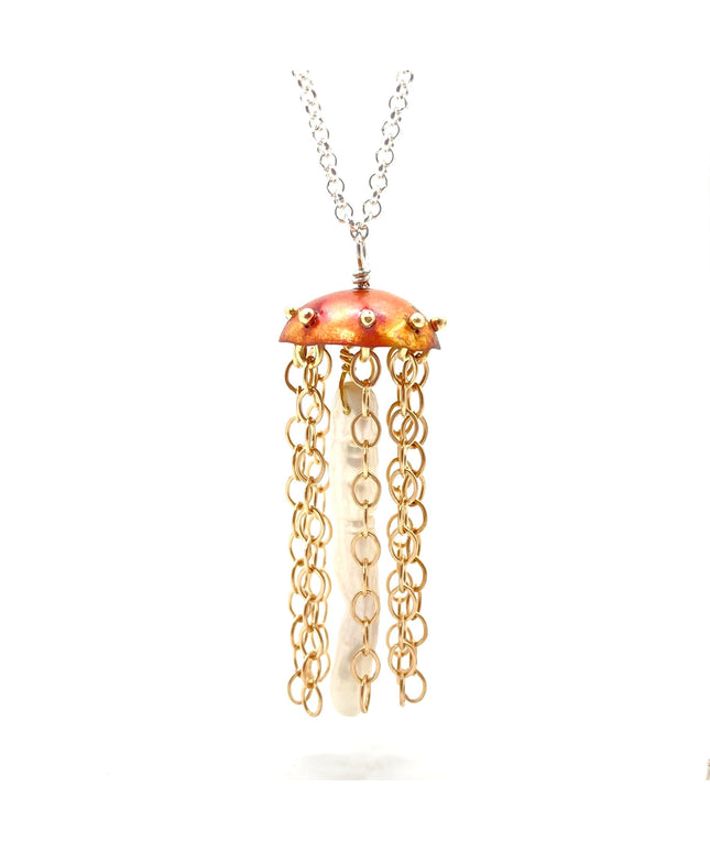 Red Copper Jellyfish Necklace