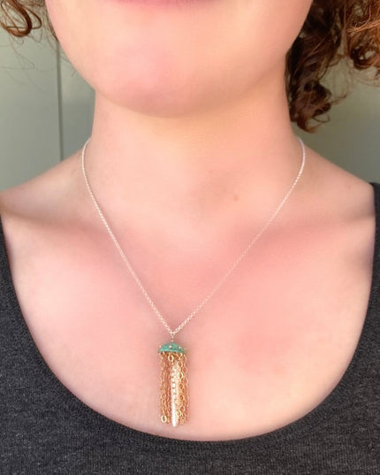 Green Copper Jellyfish Necklace