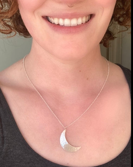 Crescent Moon Necklace in Sterling Silver | Moon Phase Necklace