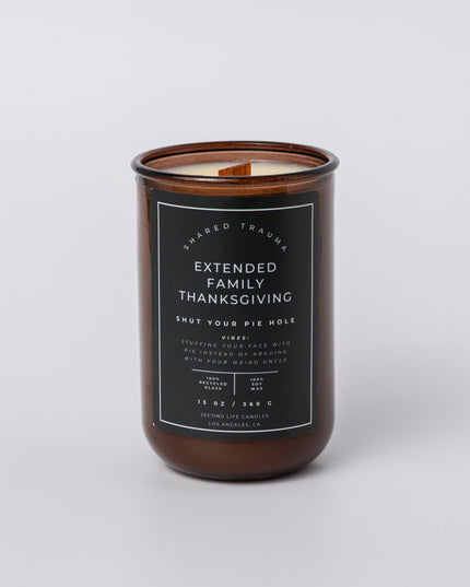Shared Trauma: Extended Family Thanksgiving Candle - 13 oz, Crackling Wood Wick