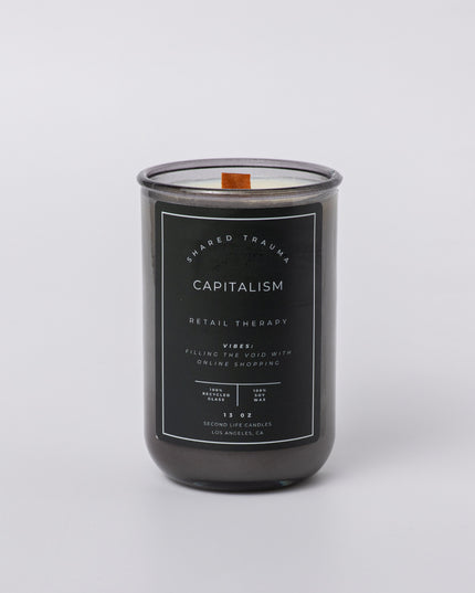 Shared Trauma Candles - Capitalism - 13 Oz Crackling Wood Wick - Tulips & Gardenia