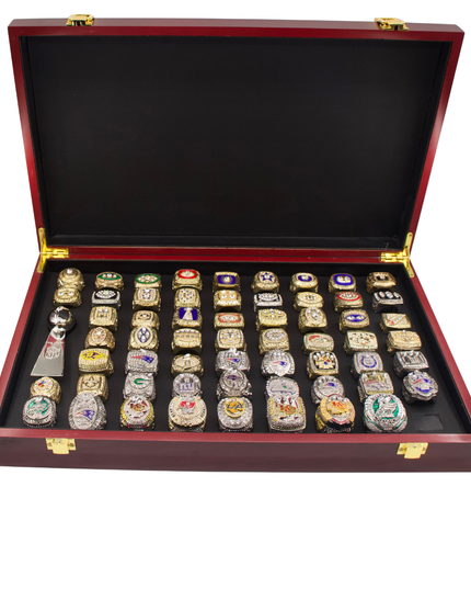 Complete 59-Piece Super Bowl Championship Ring Collection (1966–2024) | The Ultimate NFL Grand Set with Luxury Display Case