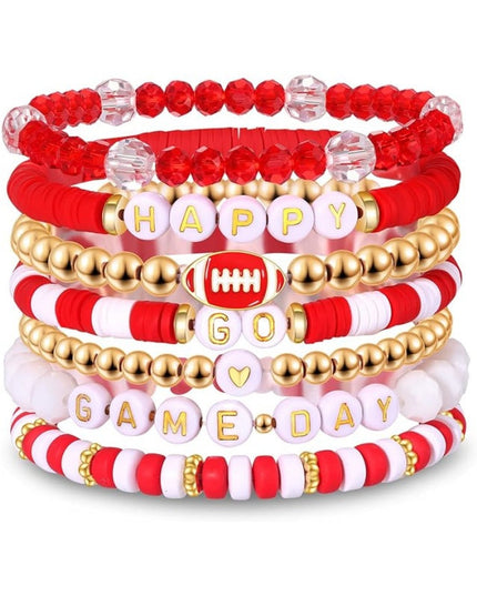 Game Day Football Bracelet Set – Stackable Beaded Jewelry Gift for Fans & Sports Lovers