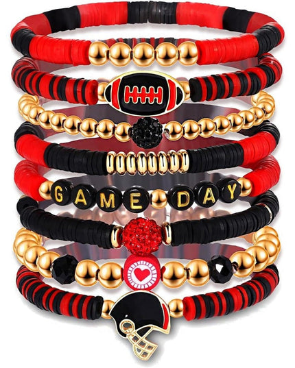 Game Day Football Bracelet Set – Stackable Beaded Jewelry Gift for Fans & Sports Lovers