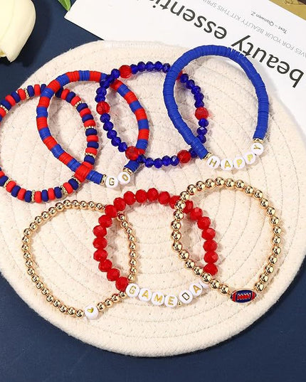 Game Day Football Bracelet Set – Stackable Beaded Jewelry Gift for Fans & Sports Lovers