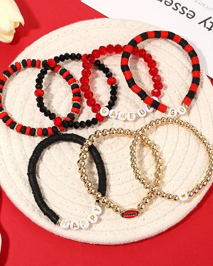Game Day Football Bracelet Set – Stackable Beaded Jewelry Gift for Fans & Sports Lovers