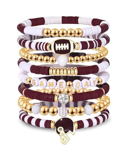 Game Day Football Bracelet Set – Stackable Beaded Jewelry Gift for Fans & Sports Lovers