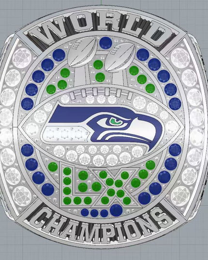 New 2025 Seahawks Championship Ring – Super Bowl 60 Fan Replica Ring