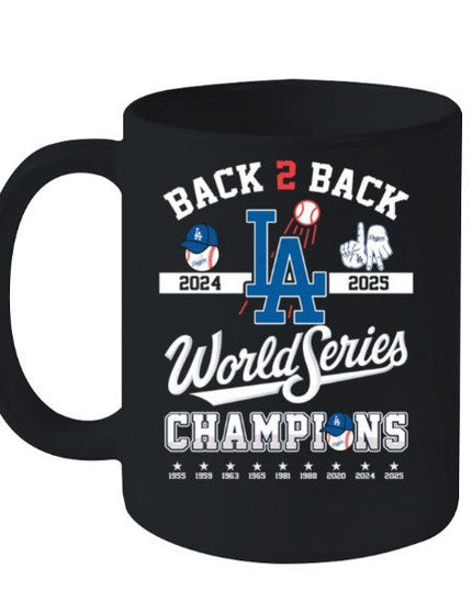 Los Angeles Dodgers Back-to-Back Champions Mug – World Series Ceramic Coffee Cup, Fan Collectible Gift