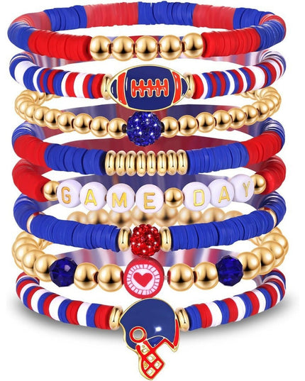 Game Day Football Bracelet Set – Stackable Beaded Jewelry Gift for Fans & Sports Lovers