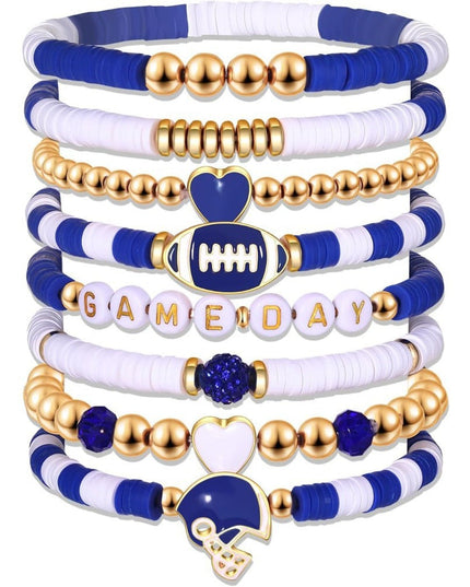 Game Day Football Bracelet Set – Stackable Beaded Jewelry Gift for Fans & Sports Lovers