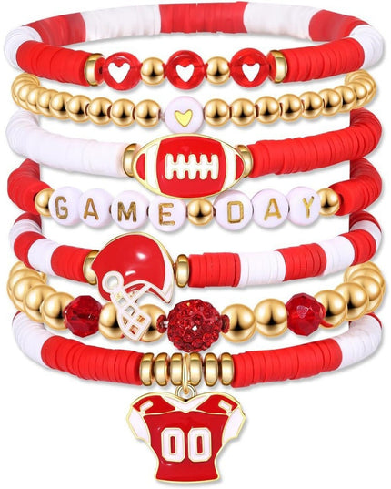 Game Day Football Bracelet Set – Stackable Beaded Jewelry Gift for Fans & Sports Lovers