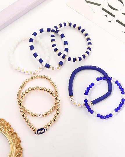 Game Day Football Bracelet Set – Stackable Beaded Jewelry Gift for Fans & Sports Lovers