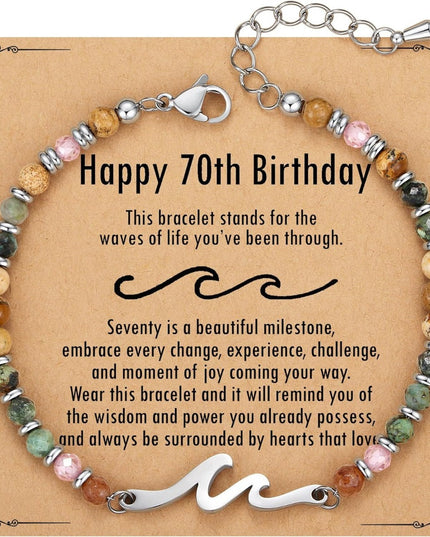 Ocean Wave Bracelet – Adjustable Beaded Bracelet with Wave Charm, Perfect Gift for Her