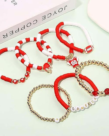 Game Day Football Bracelet Set – Stackable Beaded Jewelry Gift for Fans & Sports Lovers
