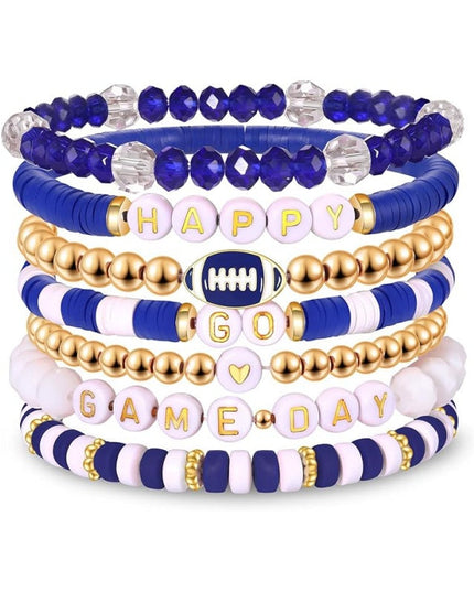 Game Day Football Bracelet Set – Stackable Beaded Jewelry Gift for Fans & Sports Lovers