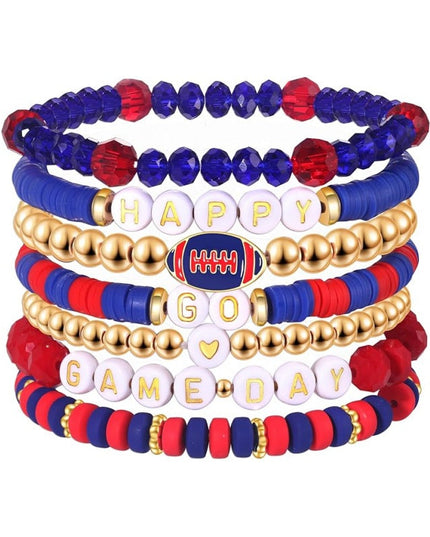 Game Day Football Bracelet Set – Stackable Beaded Jewelry Gift for Fans & Sports Lovers