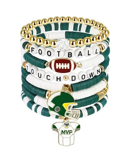 Game Day Football Bracelet Set – Stackable Beaded Jewelry Gift for Fans & Sports Lovers