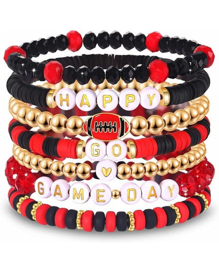 Game Day Football Bracelet Set – Stackable Beaded Jewelry Gift for Fans & Sports Lovers