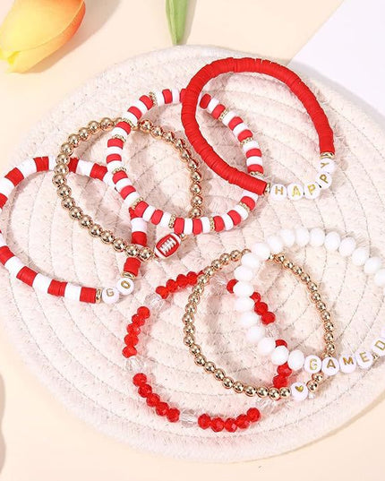 Game Day Football Bracelet Set – Stackable Beaded Jewelry Gift for Fans & Sports Lovers