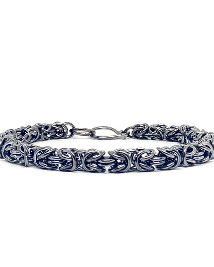 Byzantine Chainmaille Bracelet in Oxidized Sterling Silver