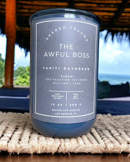 Shared Trauma Candles - The Awful Boss - 13 Oz Crackling Wood Wick - Mint Mojito & Pineapple