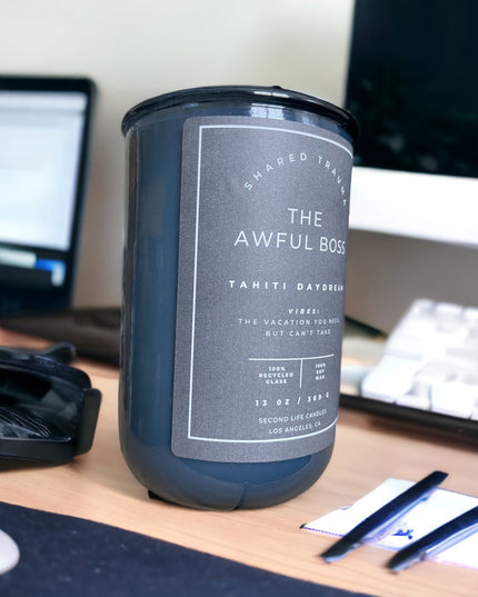 Shared Trauma Candles - The Awful Boss - 13 Oz Crackling Wood Wick - Mint Mojito & Pineapple