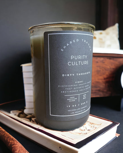 Shared Trauma Candles - Purity Culture - 13 Oz Crackling Wood Wick - Lavender & Smoked Vanilla