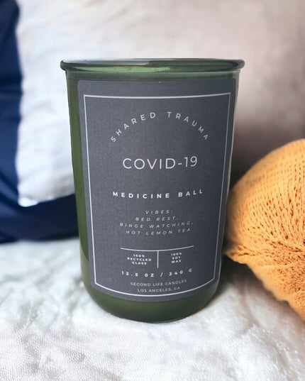 Shared Trauma Candles - Covid-19 - 13 Oz Crackling Wood Wick - Lemon, Peach, and Mint Tea
