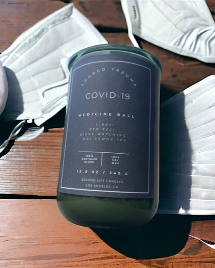 Shared Trauma Candles - Covid-19 - 13 Oz Crackling Wood Wick - Lemon, Peach, and Mint Tea