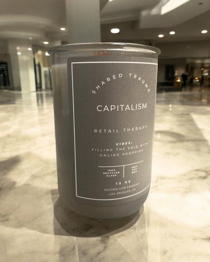 Shared Trauma Candles - Capitalism - 13 Oz Crackling Wood Wick - Tulips & Gardenia
