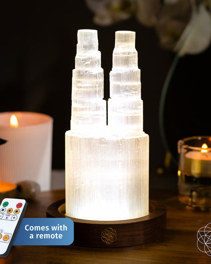 Two-Tower Selenite Lamp – Deep Energy Cleanse & Reset