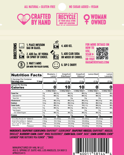 Vodka Soda Infusion Kit – Sugar Free - Travel Cocktail Tea Bags