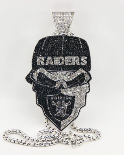 Newest Sports Team Logo Bandit Skull  Pendant Necklace – Iced Out Hip Hop Jewelry for True Fans